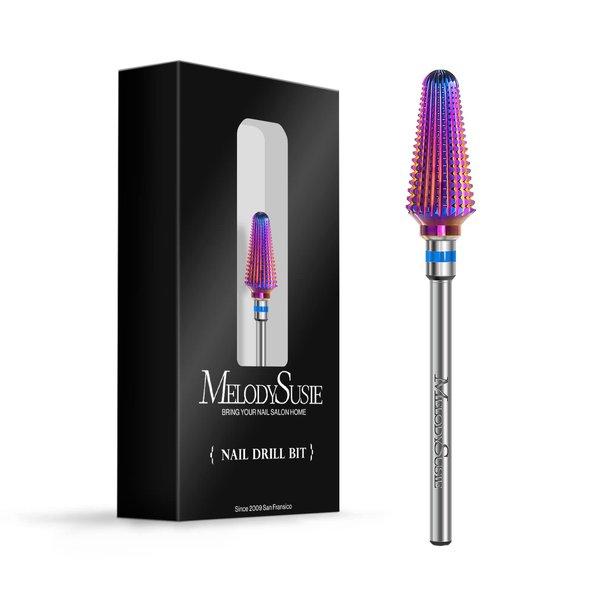 MelodySusie Professional Tornado Nail Drill Bits, 3/32'' Carbide Tungsten Multi-function Bits, Suitable for Manicure Pedicure Cuticle Gel Polishing, Salon Bits, Purple, Series Bit-X, Medium