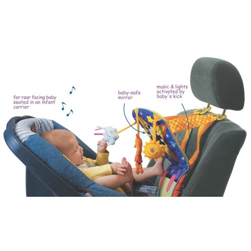 Taf Toys Toe Time Infant Car Seat Toy | Kick and Play Activity Center with Music, Lights, Mirror, and Jingling Toys | Fun Travel Baby Toy for Rear Car Seat | Easier Drive with Newborns, Babies