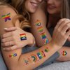 Rainbow Temporary Tattoo Stickers Pride Day LGBT Gay Tattoos Love Heart Peace Waterproof Arm Body Art Temporary Tattoo Pride Parades Celebration Party Supplies Pride Accessories 10 Sheets
