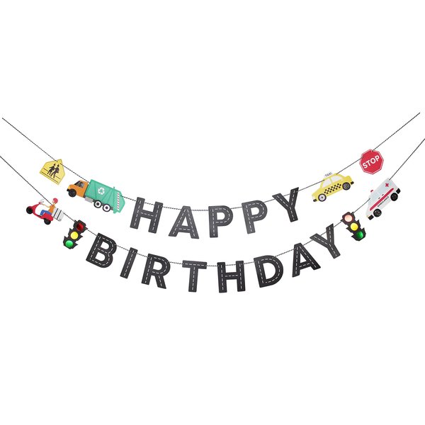 Transportation Happy Birthday Banner | Car Themed Party Decoration