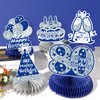 8Pcs Blue 80th Birthday Decorations Navy Blue Silver Happy 80th Birthday Table Honeycomb Centerpieces for Table Decor 80th Birthday Table Topper for Men Women 80th Birthday Anniversary Party Supplies