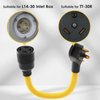 M1A2 Generator Transfer Switch Adapter Cord TT-30 RV 30Amp to L14-30 Flexible, 30 Amp 3 Prong to 4 Prong 10 AWG Generator Plug Adapter, RV Generator Plug to Inlet Box, 1.5FT