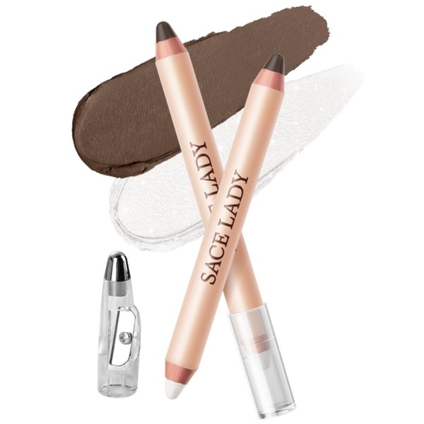SACE LADY Double-Headed Highlighter Bronzer Pencil, Silky Smooth Highlight Contour Pen Easy Reshape Scuplt Bronze Face Makeup (01, 0.11Oz)