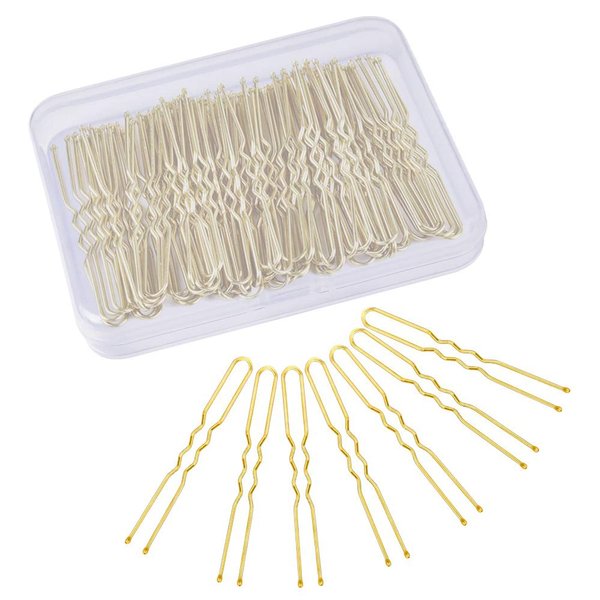 Hair Pins for Women, IKOCO 2.75 inch Hair Pins for Buns Gold U Shaped Hair Pins with Storage Box