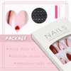Heart Press on Nails Medium, Red Fake Nail Almond French Tip Gold Line Nail Deisgn Full Cover False Nail Sticker on Nail with Glue,24pcs Acrylic Nail
