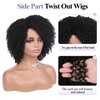 WIGER 6 Inches Short Kinky Curly Wigs Side Part Twist Out Wigs Natural Black Afro Curly Wigs for Black Women Synthetic Wigs for Women Daily Use (1B)