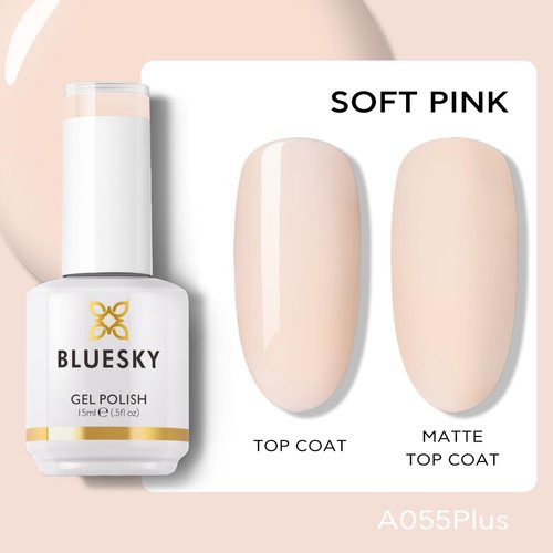 BLUESKY Jelly Nude Nail Polish - Beige Skin Tone French Manicure Nude Nail Soak Off Gel Polish,Vegan, Nail Art,DIY at Home,15ml A055P SOFT PINK