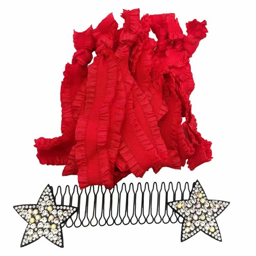 Lmlliang 10PC No Crease Ribbon Elastic Hair Ties,Elastic Hair Bands Ponytail Holder Invisible Star Hair Clips for VogueHair Accessories-Watermelon Red