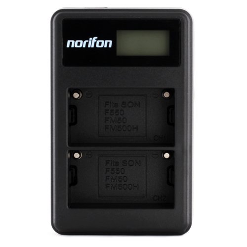 Norifon NP-FM50 Dual Channel LCD USB Charger for Sony CCD-TRV308, CCD-TRV138, CCD-TRV328, DSLR-A350, DSLR-A100, DSLR-A200, DSR-PD170, DSR-PD150, HVR-Z5U, HVR-Z1U, MVC-CD400 Camera and More