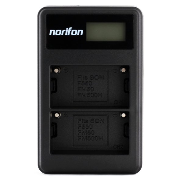 Norifon NP-FM50 Dual Channel LCD USB Charger for Sony CCD-TRV308, CCD-TRV138, CCD-TRV328, DSLR-A350, DSLR-A100, DSLR-A200, DSR-PD170, DSR-PD150, HVR-Z5U, HVR-Z1U, MVC-CD400 Camera and More