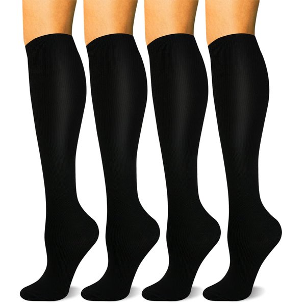 HLTPRO 4 Pairs Compression Socks for Women & Men - Best Support for Medical, Circulation, Nurses, Running, Travel