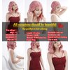 Wigs For Black Women, Bob Synthetic Wig, Light And Breathable, No Knot, Anti-Falling. Suitable For Work, Live, Party, Cosplay(200% Density),Gift: Wig Stand, Wig Brush, Wig Cap (15", Pink)
