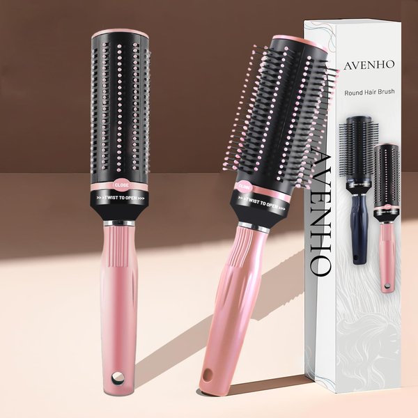 Retractable Detangling Hair Brush for Curly, Straight Wet Hair, Round Hairbrush for Blow Dry, Soft Bristles, Easy Clean Travel Brush