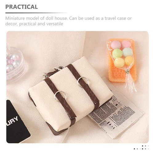 Gadpiparty Dollhouse Furniture Miniature Travel Trunk Suitcase 1:12 Vintage Doll House Suitcase Model Mini Desktop Decoration for Fairy Garden Supply Micro World Decor