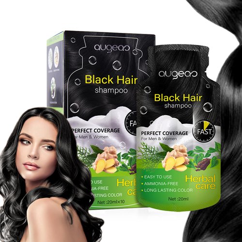 Dapoprren Natural Plant Hair Dye for Grey Hair, Black Bubble Plant Hair Dye Shampoo for Men, Cream, 6.76 Fl Oz, Demi-Permanent, Suitable for all hair colors, Box of 10