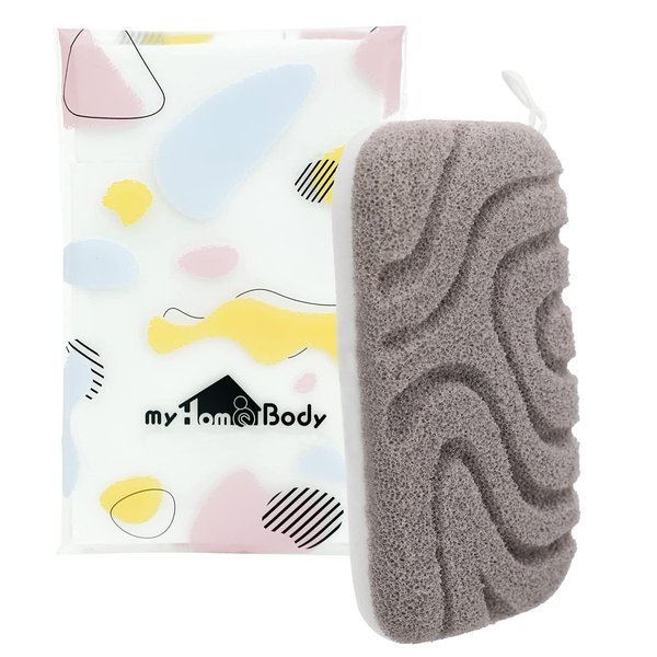 myHomeBody Dual-Texture Shower Sponge Exfoliating Sponge | Bath Sponge for Women | Body Scrubber Body Exfoliator | Body Sponge, Loofah Sponge for Men | Exfoliating Sponge, 1pc