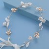 SELFCLOUD Flower Crown Headband with Pearls for Wedding, Birthday Party, Bridal Shower, Graduation (Gold, D2815)