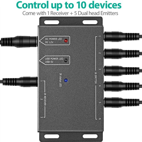 ICESPRING Infrared Repeater System IR Repeater Kit Control Up to 10 Devices Hidden IR System Infrared Remote Control Extender Kit