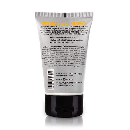 Pacific Shaving Company Daily Shave Regimen Set - Bamboo Pre-Shave Scrub, 3 oz (1 Unit) | Natural Shaving Cream, 3.4 oz (1 Unit) | Caffeinated Aftershave, 3.4 oz (1 Unit)