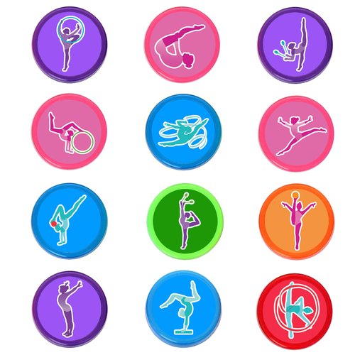 36PCS Gymnastic Party Favors 24 Tattoos Sticker 12 Stamp Set - Ideal Gymnastics Themed Birthday Decor Supplies Goodie Bag, Classroom Gifts, Cute Rewards for Girls, Baby Shower Prizes Multicolor