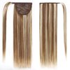 Ponytail Extension Human Hair 100% Real Remy Human Hair Wrap Around Ponytail Long Straight Ponytail Hairpiece Pony Tails Hair Extensions (14inch, P10/613(Dark Brown and Bleach Blonde))