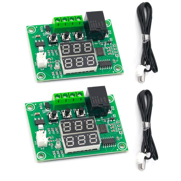 HiLetgo 2pcs W1219 Thermostat Temperature Controller DC 12V Dual LED Digital Display Thermostat Temperature Controller Voltage Regulator Control Switch Time Delay Relay with NTC 10K Temperature Sensor
