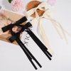 Parcce 4 PCS Tassel Ribbon Bowknot Hair Clips With Long Tail for Women Girl Teens Kids, Solid Holder Fashion Bow Bowknot Hair Accessories Headwear Barrettes Claw(Black&Beige)