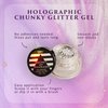 Secret of Pharaoh Holographic Chunky Glitter Gel for Face, Body, Hair - Pink Passion | Vibrant Colores, Festival and Party Makeup - Versatile and Long-Lasting Dazzling and Shimmering Effect