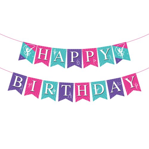 Gymnastics Happy Birthday Banner Gymnastics Party Supplies Gymnastics Party Banner Gymnastics Banner for Baby Shower Kids Dance Theme Decorations Gymnastic Birthday Party Supplies