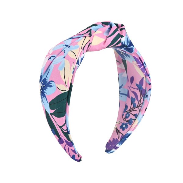 Yonchic Flower Print Knotted Headbands, Cute Wide Top Knot Headband for Women's Hair, Hair Styling Accessories for Women Girls (Blue)