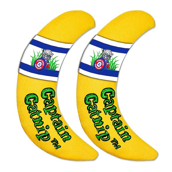 Captain Catnip 2 Pack Cat Banana Toy, Kitten Interactive Toy, Fun Playing Cat Toy, Filled with Organic Catnip for Indoor Cats