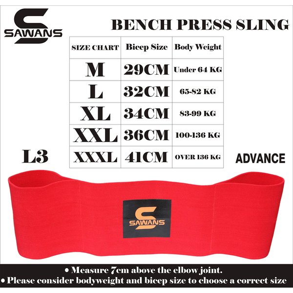 SAWANS Bench Press Sling Power Weight lifting Training Fitness Increase Strength Push Up Gym Workout (Red, Medium)