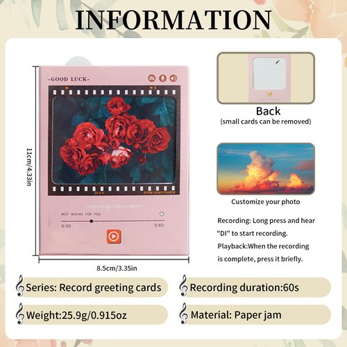 3D Recording Birthday Card with 60-Second Reusable Audio | DIY Greeting Card for Birthdays, Mother's Day, Father's Day | Unique Gift for Women, Mom, Dad, Parents