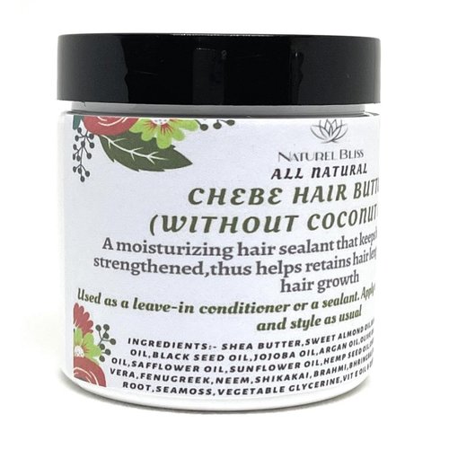 Chebe Hair Growth Butter(No Coconut Oil)/Chebe with Aloe vera/Amla Powder/Jamaican Black Castor Oil/Fenugreek (Unscented, 4 oz)