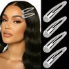 FULZTEY 4Pcs Silver Rhinestone Hair Clips for Women Girls Metal Snap Hairpins Bling Crystal Hair Barrettes Glitter Diamond Barrettes Duckbill Side Hair Clip Decorative Makeup Hair Accessories