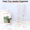Jenseits Jewelry Organizer Stand, 3 Tier Long Necklaces Organizer Holder Tree, Adjustable Height Earring Display Towers, Bracelets Storage Rack for Dresser Bathroom Vanity