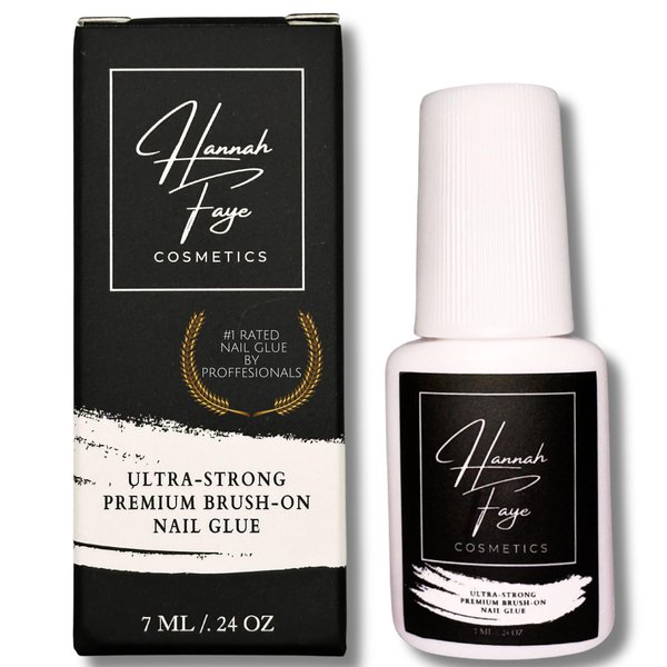 Super Strong Nail Glue for Acrylic Nails,Nail Tips, Press On Nails, Fake Nails, Salon Quality Brush On Nail Glue Easy Application Durable & Long-Lasting Hannah Faye Cosmetics Glue False Nails