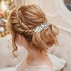 BOYIVI 3PCS Rhinestone Hair Clips Flower Hair Barrettes Crystal Pearl French Hairpins Hair Clip Wedding Accessories for Women Girls Bridal Hair Accessories (Silver)