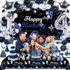 Miidenks 14th Birthday Decorations Set for Boy, Navy Blue Silver Black Happy 14 Birthday Party Decorations with Birthday Backdrop Banner Birthday Tablecloth 14 Number Balloons for Him
