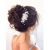 Kesvb Bride Wedding Hair Comb Silver Flower Hair Piece Rhinestone Bridal Side Combs Hair Accessories for Women and Girls