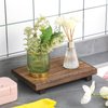 Nuogo Rustic Wood Riser Tray for Kitchen Sink - Bathroom Soap Stand and Display for Bottles, Candles, Dishes - Brown, 9 x 6 Inch