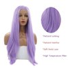 Kalisa Long Silky Straight Purple Wig Synthetic Lavender Purple Lace Frontal Wig Hair-Replacement Wigs Heat Resistant Fiber Glueless Wig for Women