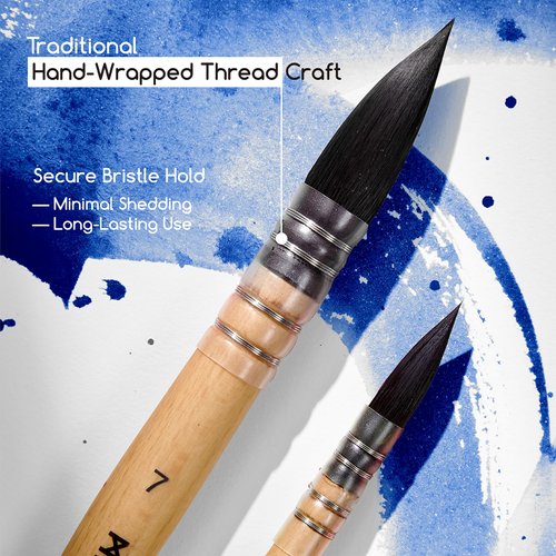 MEEDEN Watercolor Brushes Professional - 4 Pack Synthetic Squirrel Hair Artist Paint Brushes Set with Beech Wood Handle Great for Artists Hobbyists