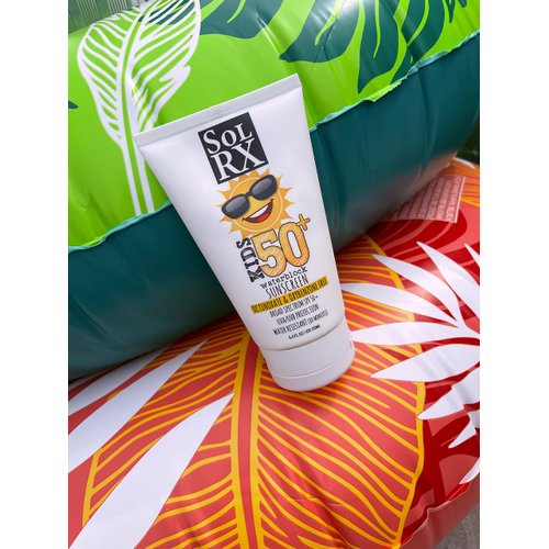 SolRX KID's SPORT Sunscreen SPF 50+ Oxybenzone Free Sunscreen, Reef Safe Sunscreen for Face and Body, Won't Run Into Eyes