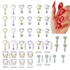 BJRSPGLS 40Pcs Heart Dangle Nail Charms Nail Rhinestones and Gems,Silver Gold Nail Jewels Charms Diamonds Stones for Nail Art,Valentines Love Star Dangling Nail Jewelry For Nails Design Variety