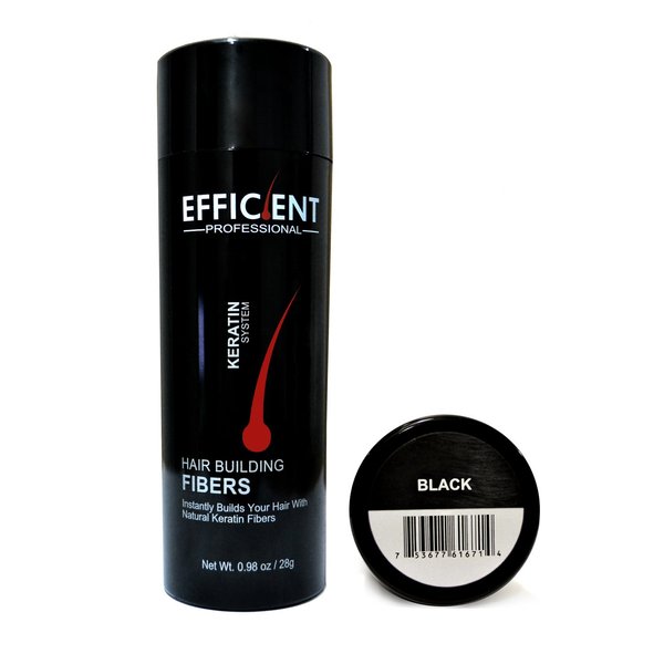 EFFICIENT Keratin Hair Building Fibers, Hair Loss Concealer Net Wt. 28gm / 0.98 oz (Black)