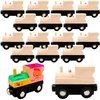 Hoarost 16 Pcs Wooden Train Cars DIY Unfinished Magnetic Train Cars Toys for Train Theme Party Decorations Birthday Supplies DIY Crafts Projects