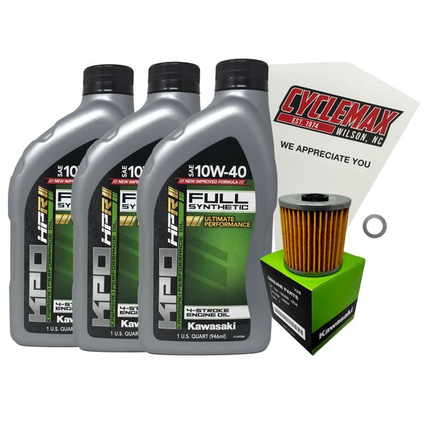 Cyclemax Full Synthetic Oil Change Kit fits 2009-2023 Kawasaki KLR650