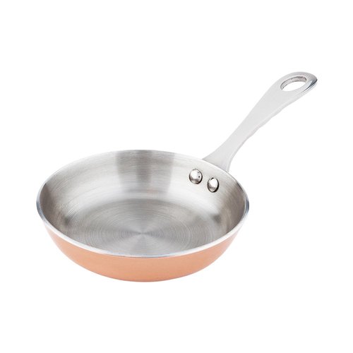 Restaurantware 4 Inch Mini Frying Pan 1 Round Egg Pan - With Handle Stain Resistant Copper Stainless Steel Small Frying Pan Dishwasher Safe For Scrambles Appetizers Or Desserts