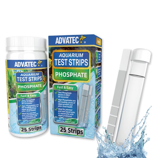 Phosphate Test Strips for Freshwater & Saltwater Fish Tank - Testing Strips for Fresh & Salt Water Aquarium - Lab Grade Water Tester Kit - 25 Count